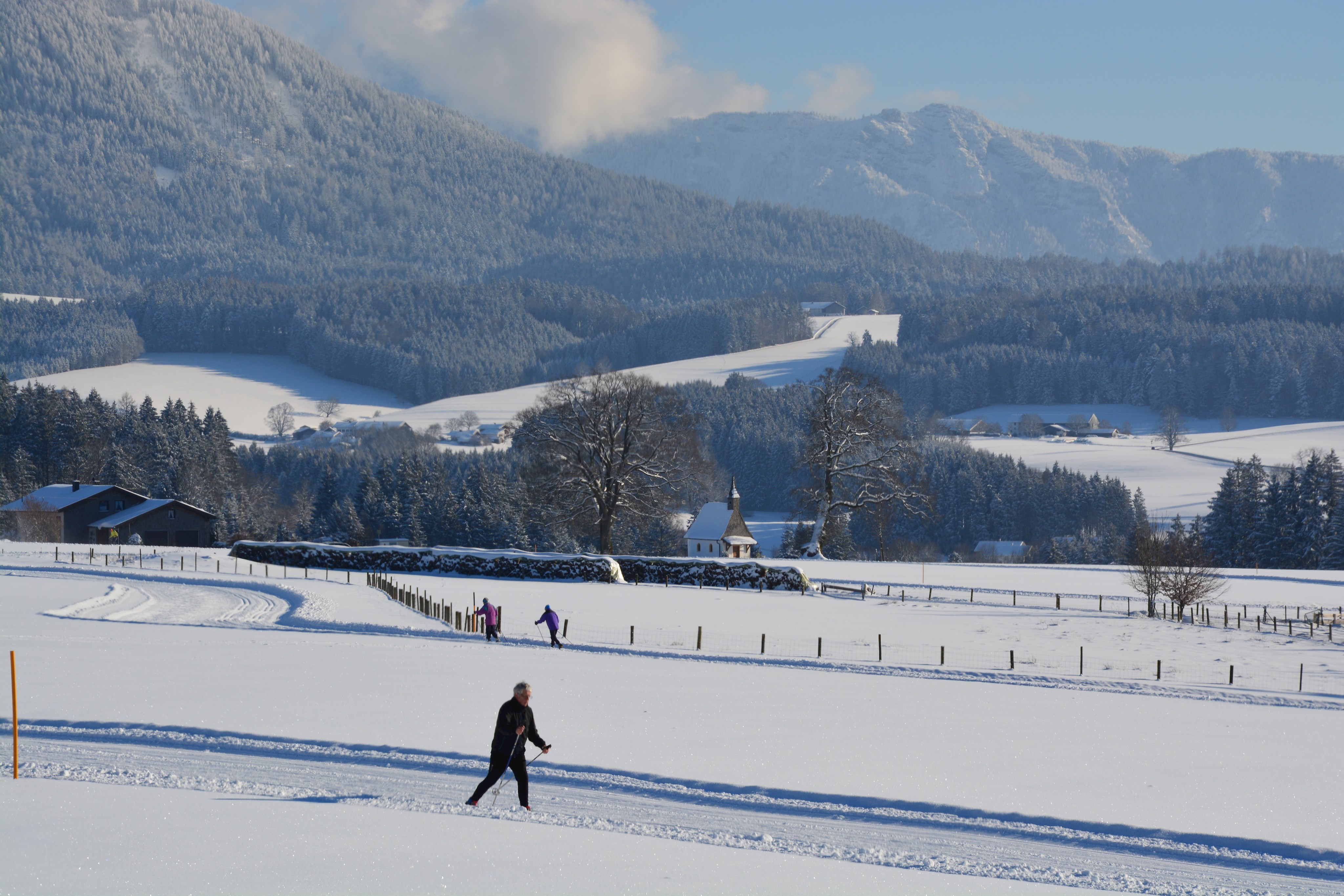 Langlaufen am höchsten Punkt von Traunstein