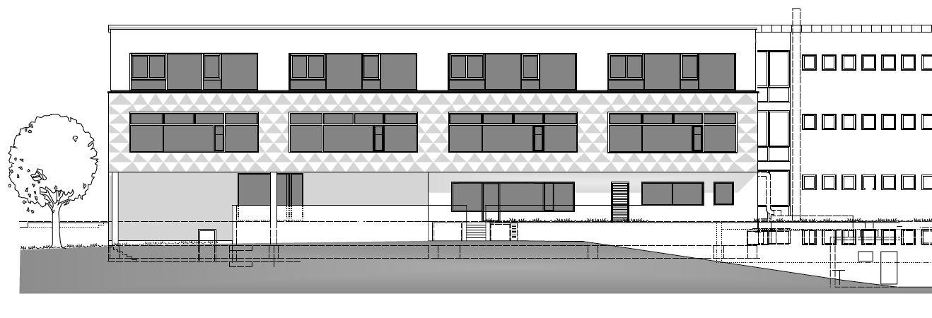 Der Anbau der Grundschule Traunstein wird um ein Geschoss aufgestockt. Darin finden Räume für die Ganztagsbetreuung Platz. (Visualisierung © Große Kreisstadt Traunstein) Leider haben wir keinen Alternativtext zu diesem Bild, aber wir arbeiten daran.