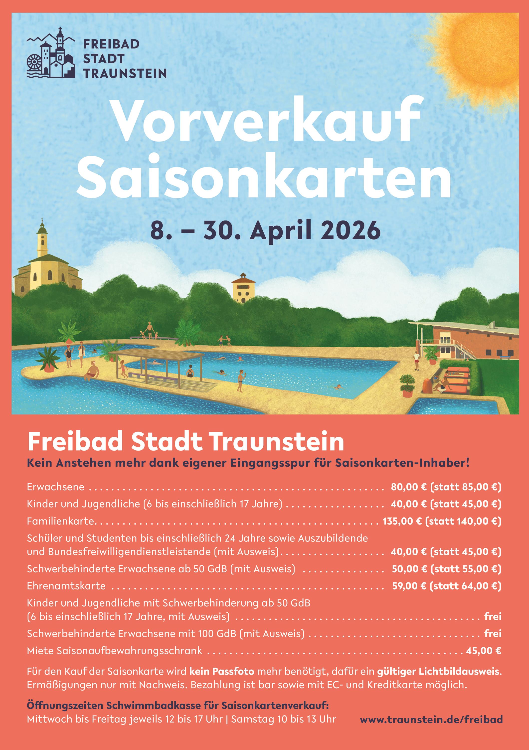 Vorverkauf Freibad Saisonkarten Preise