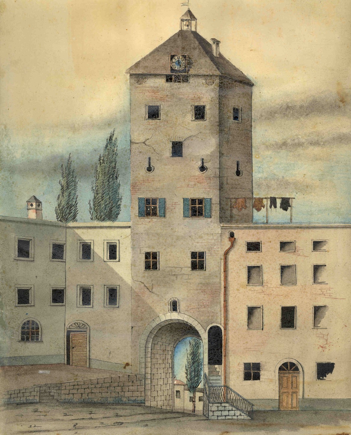 Jacklturm um 1590 (© Stadtarchiv Traunstein) Leider haben wir keinen Alternativtext zu diesem Bild, aber wir arbeiten daran.