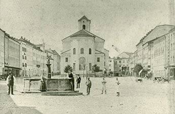 St. Oswald Kirche Turm mit Notdach um 1880 (Sammlung Heimathaus) 1