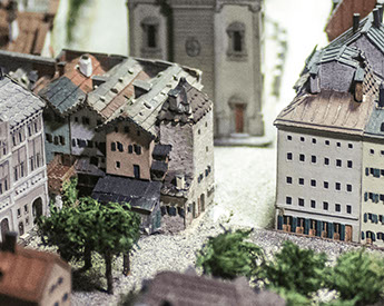 Oberer Turm und Ziegler-Anwesen, Blick vom Maxplatz – Stadtmodell 1889